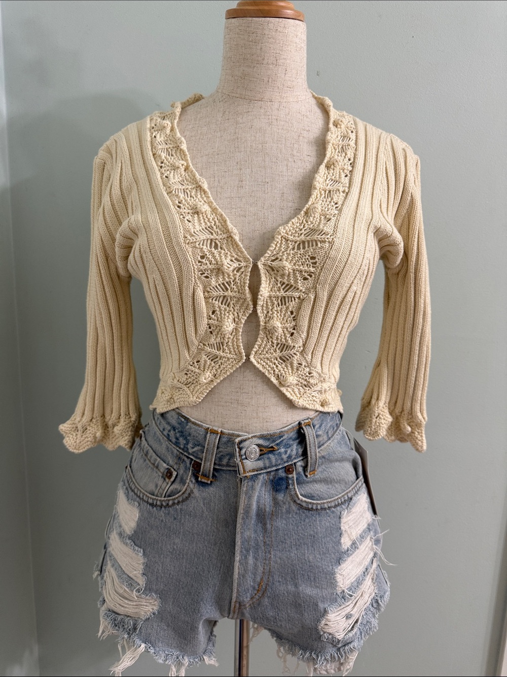 Vintage Y2K Buffalo by David Bitton Crochet Cardigan Top XS S
